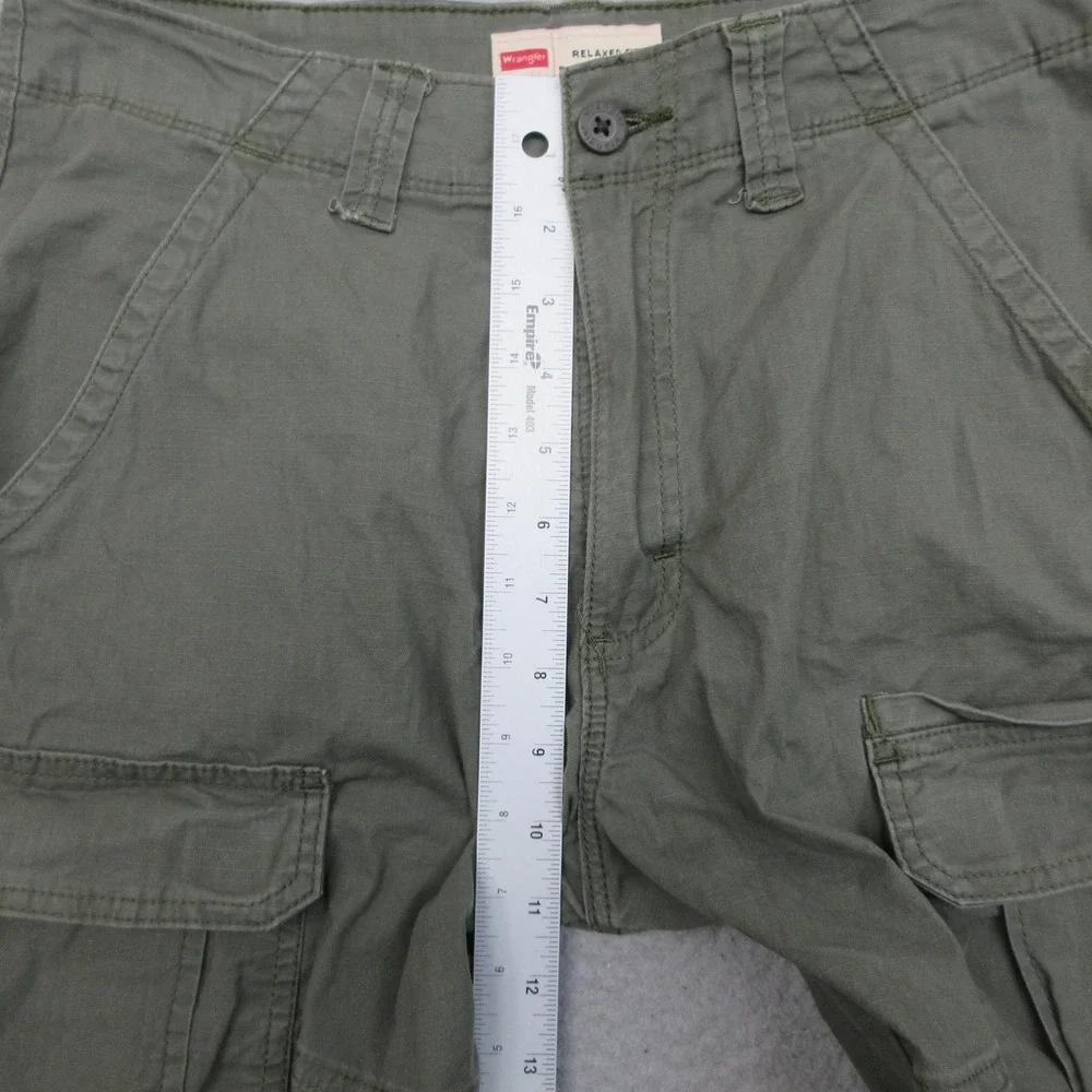 Wrangler Cargo Shorts Mens 34x10 Olive Green Relaxed Fit Utility Hiking Outdoor